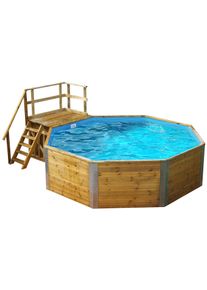 Achteckpool Weka "MALI 2 mit Technikraum", braun, B:376cm H:116cm L:376cm, Schwimmbecken, Achteckpool, BxLxH: 376x476x116 cm