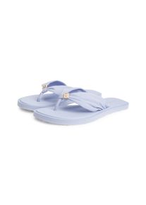 Zehentrenner Tommy Hilfiger "TH SCANDI SOFT SUMMER SANDAL", Damen, Gr. 39, hellblau, Baumwolle, Schuhe Zehentrenner, Sommerschuh, Strandschuh mit Schmuckelement
