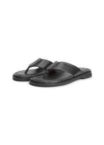 Zehentrenner Tommy Hilfiger "PREMIUM COMFORT LTH TOE SANDAL", Herren, Gr. 45, schwarz, Leder, Schuhe Zehentrenner, Flats, Sommerschuh mit seitlicher Logopr&auml;gung
