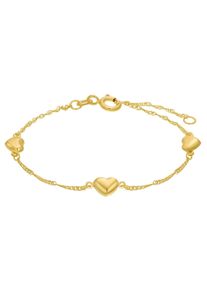 Armband Amor "Hearts", gold (gelbgoldfarben), Armb&auml;nder, M&auml;dchen, Gelbgold 375, Armband, Made in Germany
