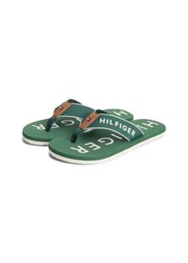 Zehentrenner Tommy Hilfiger "SPORTY HILFIGER BEACH SANDAL", Herren, Gr. 48, gr&uuml;n, Textil, Schuhe Zehentrenner, Sommerschuh, Strandschuh mit Kontrastbes&auml;tzen