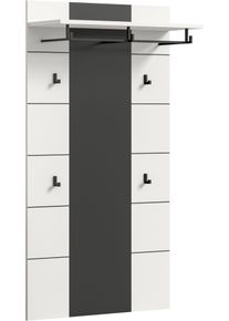 Garderobenpaneel Home Affaire "REHAT, TOPSELLER, H&ouml;he 145 cm, Hutablage, 4 Haken, Garderobenstange", schwarz-wei&szlig; (basalt grau, wei&szlig;), B:80cm H:141cm T:29cm, Holzwerkstoff, Garderobenpaneele, Garderobenpaneel, Paneel, Wandboard, Garderobe, Garderobenleiste, Garderobenboard