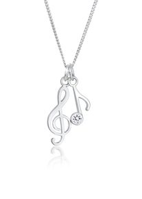 Silberkette Elli "Halskette Notenschl&uuml;ssel Note Wei&szlig; 925 Sterling Silber, mit Kristallen von Swarovski" Gr. 45, silber, Halsketten, Damen, Silber 925 (Sterlingsilber), Silberkette