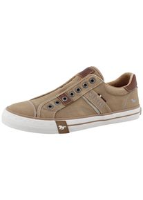 Slip-On Sneaker Mustang Shoes "Calogero", Herren, Gr. 41, taupe, Baumwolle, Schuhe Slip-On Sneaker, Slipper, Freizeitschuh, Halbschuh mit Kontrastn&auml;hten