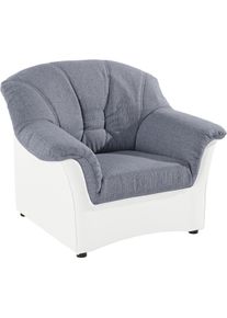 Sessel DOMO collection "ELVA elegante R&uuml;ckensteppung", wei&szlig; (wei&szlig;, silber), B:99cm H:84cm T:82cm, Kunstleder SOFTLUX / Struktur ( 100% Polyester);Microfaser PRIMABELLE (100% Polyester);(gepr&auml;gte) Luxus-Microfaser (100% Polyester), Sessel, Sessel, whlw. mit Federkern