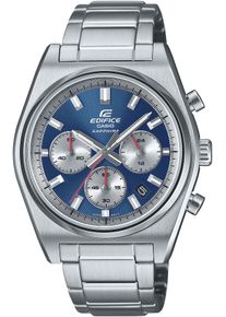 Chronograph CASIO EDIFICE, silber (blau, silberfarben), Armbanduhren, Herren, Chronograph, Quarzuhr, Armbanduhr, Herrenuhr,Edelstahlband,Saphirglas,Stoppfunktion