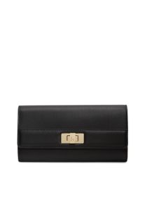 Geldb&ouml;rse Tommy Hilfiger "TH MODERN LARGE FLAP WALLET", Damen, schwarz, Lederimitat, Kleinlederwaren Geldb&ouml;rse, Damen Portemonnaie, Geldbeute mit goldfarbenen Accessoires