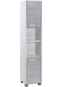 Hochschrank Schildmeyer "Laif, Breite 30 cm", wei&szlig;, steingrau, B:30,2cm H:150,5cm T:30cm, FSC-zertifizierter Holzwerkstoff, Schr&auml;nke, Hochschrank, Wechselbarer T&uuml;ranschlag, hochwertige Metallbeschl&auml;ge