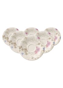Villeroy & Boch Untertasse VILLEROY & BOCH "Kaffee-/Teeuntertassen Mariefleur Gris Basic &oslash; 16,7 cm 6er Set bunt", bunt, L:16,7cm, Speiseteller, Untertasse