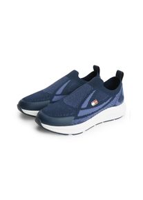 Slip-On Sneaker Tommy Jeans "TJM KNITTED RUNNER", Herren, Gr. 46, dunkelblau, Lederimitat, Textil, Schuhe Slip-On Sneaker, Slipper, Halbschuh, Schlupfschuh mit Kontrastbes&auml;tzen