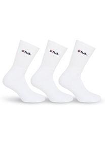 Tennissocken Fila "UNISEX CREW TENNIS FULL TERRY SOCKS", Damen, Gr. 43-46, wei&szlig;, Baumwollmischung, unifarben, normal, Socken Tennissocken, mit dezentem Logoschriftzug