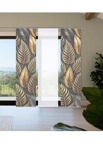 Schiebegardine HOME IN GREEN "ZEDRIC", gold (goldfarben), B:60cm H:245cm, Polyester, Gardinen, Schiebegardine, Bambusoptik, SET, recycelt, Digitaldruck