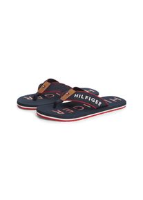 Zehentrenner Tommy Hilfiger "SPORTY HILFIGER BEACH SANDAL", Herren, Gr. 43, dunkelblau, Textil, Schuhe Zehentrenner, Sommerschuh, Strandschuh mit Kontrastbes&auml;tzen