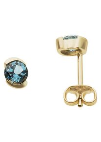 Paar Ohrstecker Firetti "Schmuck Geschenk Gold 333 Ohrschmuck Ohrschmuck Edelstein Farbstein", gold (gelbgoldfarben, blau, blau), Ohrringe, Damen, Gelbgold 333, Paar Ohrstecker, mit Blautopas (behandelt)