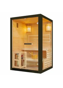 Sauna Sanotechnik "PANORAMA black", braun (holzfarben), Saunaofen, integrierte Steuerung, 3,5 kW, Saunen, Sauna