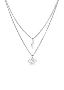 Silberkette Elli "Halskette Layer Evil Eye Blitz 925 Silber, mit Kristallen von Swarovski" Gr. 40, silber, Halsketten, Damen, Silber 925 (Sterlingsilber), Silberkette