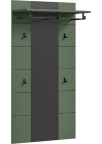 Garderobenpaneel Home Affaire "REHAT, TOPSELLER, H&ouml;he 145 cm, Hutablage, 4 Haken, Garderobenstange", gr&uuml;n (basalt grau, smoke gr&uuml;n), B:80cm H:141cm T:29cm, Holzwerkstoff, Garderobenpaneele, Garderobenpaneel, Paneel, Wandboard, Garderobe, Garderobenleiste, Garderobenboard