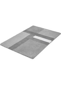 Badematte Kleine Wolke "Ariana", kiesel, H:20mm, Polyester, Badematten, Badematte, Geometrisches Design mit kontrastierendem Mittelstreifen