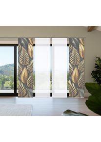 Schiebegardine HOME IN GREEN "ZEDRIC", gold (goldfarben), B:60cm H:245cm, Polyester, Gardinen, Schiebegardine, Bambusoptik, SET, recycelt, Digitaldruck