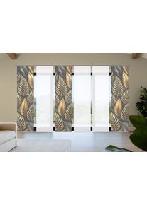 Schiebegardine HOME IN GREEN "ZEDRIC", gold (goldfarben), B:60cm H:245cm, Polyester, Gardinen, Schiebegardine, Bambusoptik, SET, recycelt, Digitaldruck