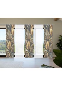 Schiebegardine HOME IN GREEN "ZEDRIC", gold (goldfarben), B:60cm H:245cm, Polyester, Gardinen, Schiebegardine, Bambusoptik, SET, recycelt, Digitaldruck