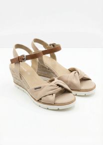 Sandalett fr&aring;n Tom Tailor med kilklack i baststil - beige - storlek 38 - bonprix
