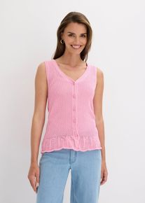 Stickad v&auml;st i bomullsmix - rosa - storlek 52/54 (XXL) - bonprix