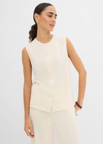 Stickad v&auml;st med somrig k&auml;nsla - vit - storlek 44/46 (L) - bonprix