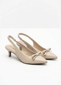 Pumps med slingback och rosett - beige - storlek 42 - bonprix