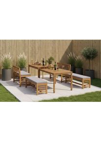 Ambia Garden Gartenset, Grau, Holz, 6-teilig, Akazie, massiv, FSC 100%, Gartenm&ouml;bel, Gartengarnituren, Gartenm&ouml;bel-Sets