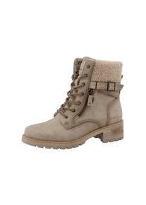Winterstiefelette Tom Tailor, Damen, Gr. 41, beige, Lederimitat, Textil, Schuhe Winterstiefelette, Stiefelette, Winterboots mit Blockabsatz