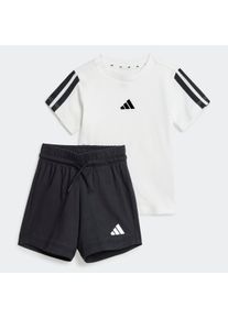 Trainingsanzug adidas Sportswear "I 3S T-SET 160", Jungen, Gr. 98, schwarz-wei&szlig; (wei&szlig;, schwarz), Obermaterial: 100% Baumwolle, Sportanz&uuml;ge Trainingsanzug