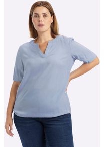 Schlupfbluse sheego, Damen, Gr. 56, hellblau, 100% Viskose, unifarben, Rundhals, Blusen Schlupfbluse