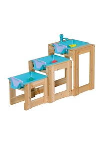 Wasserspieltisch Happy People "3er Set", bunt, Wasserbahnen, Kinder, Holz, Wasserspieltisch