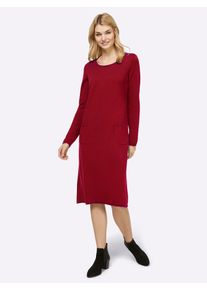 Strickkleid "Strickkleid", Damen, Gr. 50, Normalgr&ouml;&szlig;en, rot (dunkelrot), Jersey, 60% Viskose, 40% Baumwolle, Linea Tesini BY HEINE, unifarben, knielang, Rundhals, Kleider Strickkleid