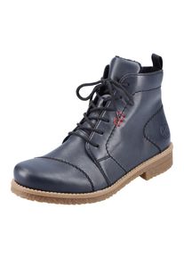 Schn&uuml;rstiefelette Rieker, Damen, Gr. 43, blau (dunkelblau), Lederimitat, Schuhe Schn&uuml;rstiefelette, Blockabsatz, Schn&uuml;rboots mit modischen Ziern&auml;hten