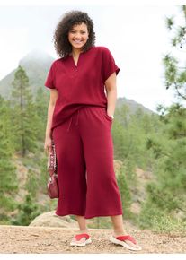 Longbluse sheego, Damen, Gr. 56, kirsche, 100% Baumwolle, unifarben, Rundhals, Blusen Longbluse