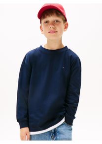 Langarmshirt Tommy Hilfiger "ESSENTIAL T-SHIRT LS", Jungen, Gr. 8 (128), blau (schwarz night navy), Single Jersey, Obermaterial: 100% Baumwolle, unifarben, regular fit h&uuml;ftlang, Rundhals, B&uuml;ndchen, Shirts Langarmshirt, f&uuml;r Kinder bis 16 Jahre, Markenlogo