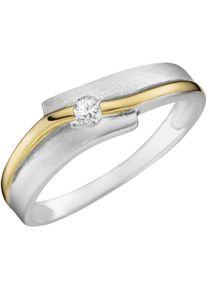 Fingerring Firetti "Schmuck Geschenk Silber 925 Damenring Silberring Ring bicolor" Gr. 17, gold (silberfarben, gelbgoldfarben, kristallwei&szlig;), Fingerringe, Damen, 17, Silber 925 (Sterlingsilber), 1,9mm, Fingerring, mit Zirkonia (synth.)