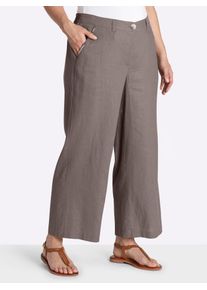 Leinenhose sheego, Damen, Gr. 54, Normalgr&ouml;&szlig;en, dunkeltaupe, 55% Leinen, 45% Viskose, unifarben, Hosen Leinenhose