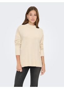 Strickpullover Only "ONLHAZEL LS HIGHNECK OVERS PULL KNT NOOS", Damen, Gr. XL, wei&szlig;cap gray detail:melange, Strick, Obermaterial: 93% Polyester, 4% Nylon, 3% Elasthan, meliert, oversize Po-bedeckend, hoch geschlossener Ausschnitt, Rippb&uuml;ndchen, Pullover Strickpullover