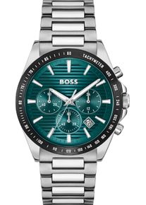Chronograph BOSS "STRIKE CHRONO", silber (silberfarben, gr&uuml;n), Armbanduhren, Herren, Chronograph, Quarzuhr, Armbanduhr, Herrenuhr, Edelstahlarmband, analog, Tag