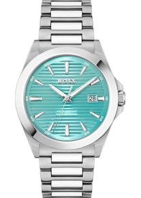 Quarzuhr BOSS "STRIKE", silber (silberfarben, t&uuml;rkisfarben), Armbanduhren, Damen, Quarzuhr, Armbanduhr, Damenuhr, Herrenuhr, Edelstahlarmband, analog, Tag