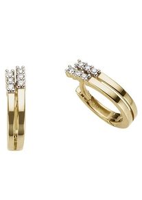 Paar Creolen Firetti "Schmuck Geschenk Gold 333 St&auml;bchen", gold (gelbgoldfarben, wei&szlig;goldfarben, gwgetoentes, wei&szlig;), Ohrringe, Damen, 0,08, 0,08 P2 = erkennbare Einschl&uuml;sse, Diamanten Gelbgold 333, Diamanten, Gelbgold 333, Paar Creolen, mit Brillant - Krappenfassung