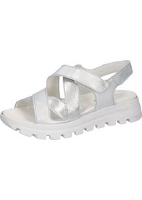 Waldl&auml;ufer Plateausandale WALDL&Auml;UFER "H-NELE", Damen, Gr. 7 (40,5), silber (silberfarben), Nappaleder, metallic, Schuhe Plateausandale, Sommerschuh, Sandalette, Bequemschuh in Komfortweite H (= sehr weit)