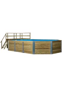 Achteckpool Weka "Mali 4 mit Technikraum", braun, B:376cm H:116cm L:714cm, Schwimmbecken, Achteckpool, BxLxH: 376x714x116 cm