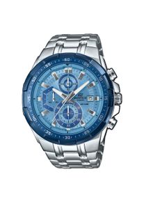 Chronograph CASIO EDIFICE, silberfarben, blau, Armbanduhren, Herren, Chronograph, Quarzuhr, Armbanduhr, Herrenuhr, Edelstahlarmband, analog, Tag