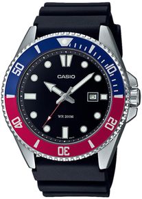 Quarzuhr, schwarz (rot, schwarz), CASIO TIMELESS COLLECTION, Armbanduhren, Herren, Quarzuhr, Armbanduhr, Herrenuhr,bis 20 bar wasserdicht, Datum, Resinarmband