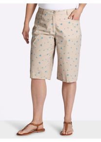 Bermudas sheego, Damen, Gr. 50, Normalgr&ouml;&szlig;en, elfenbein, bleu, bedruckt, 97% Baumwolle, 3% Elasthan, gebl&uuml;mt, gemustert, Hosen Bermudas