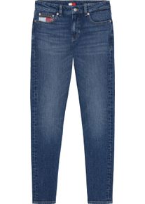 Slim-fit-Jeans Tommy Jeans "LUCY MR SLIM RWB EI5159", Damen, Gr. 34, L&auml;nge 32, denim schwarz, Denim/Jeans, Obermaterial: 99% Baumwolle, 1% Elasthan, Abriebeffekte, slim fit kn&ouml;chellang, Jeans Slim-fit-Jeans